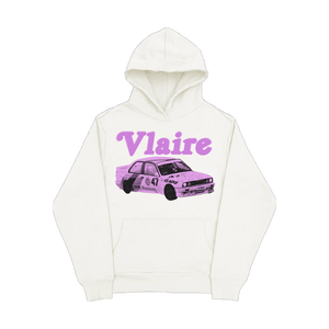 PINK RACER HOODIE WHITE