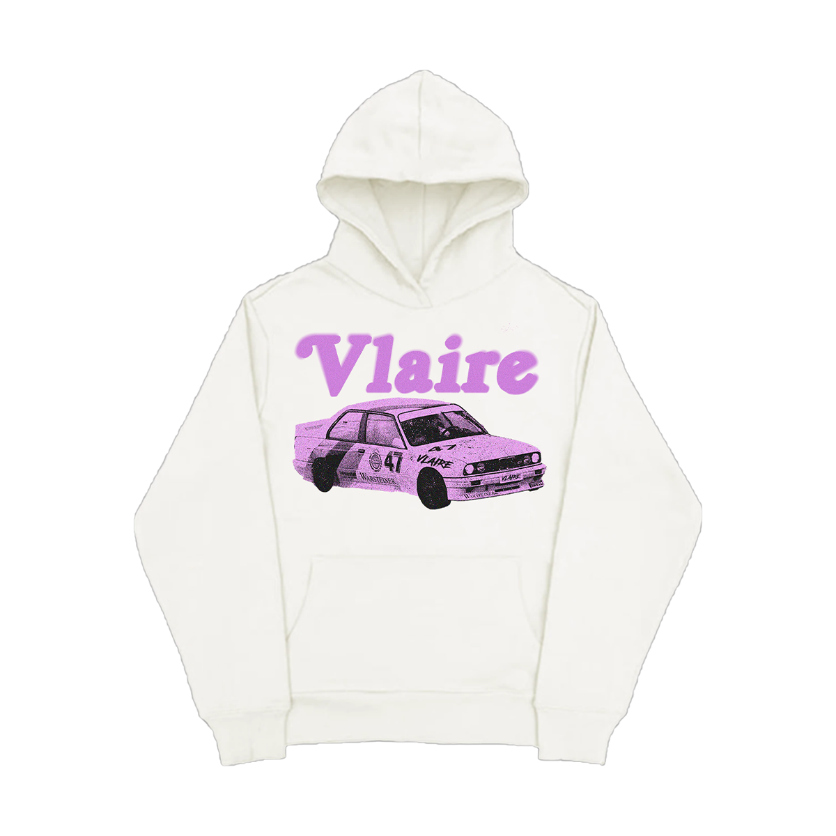 PINK RACER HOODIE WHITE