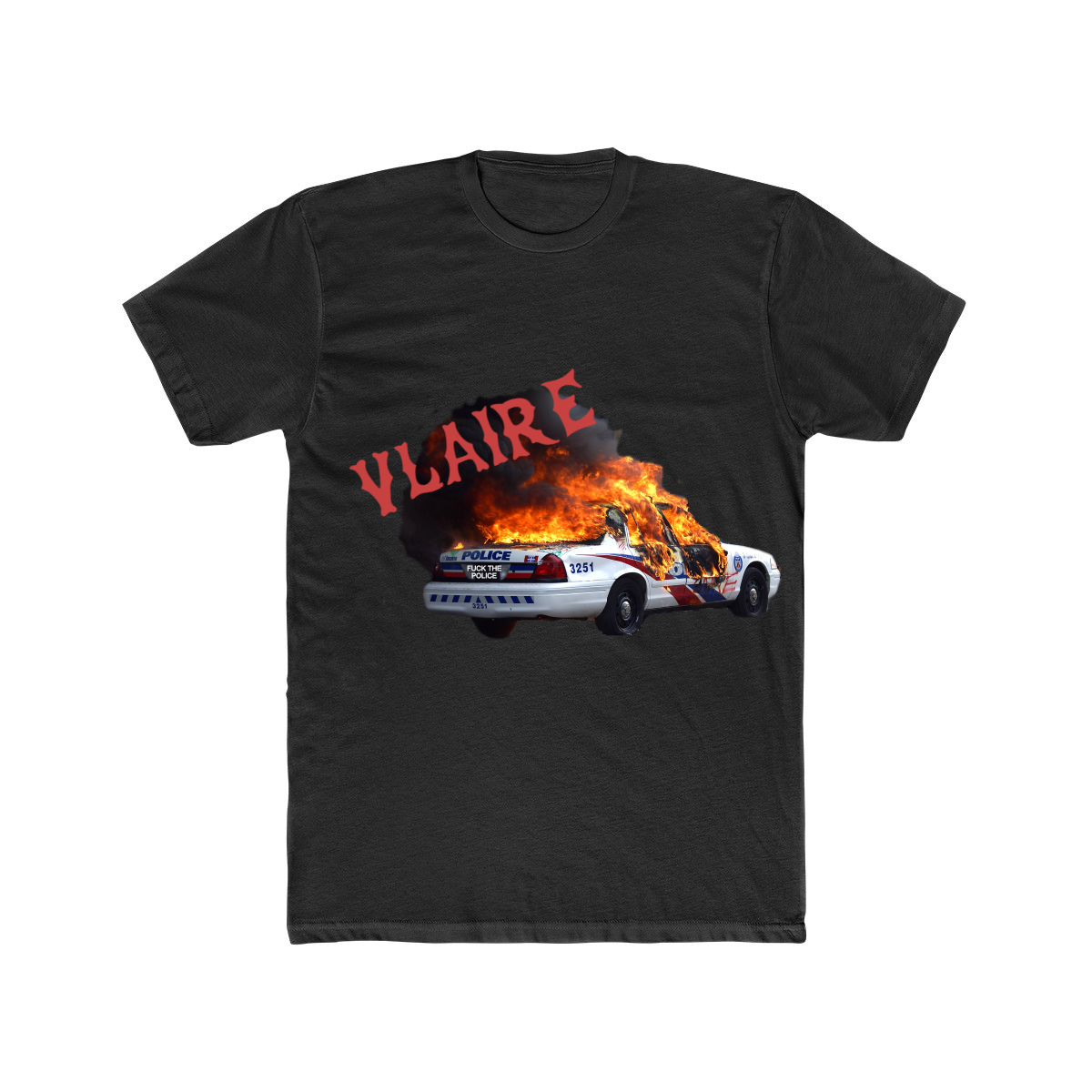 BLM VLAIRE BURNING CAR BLACK T-SHIRT